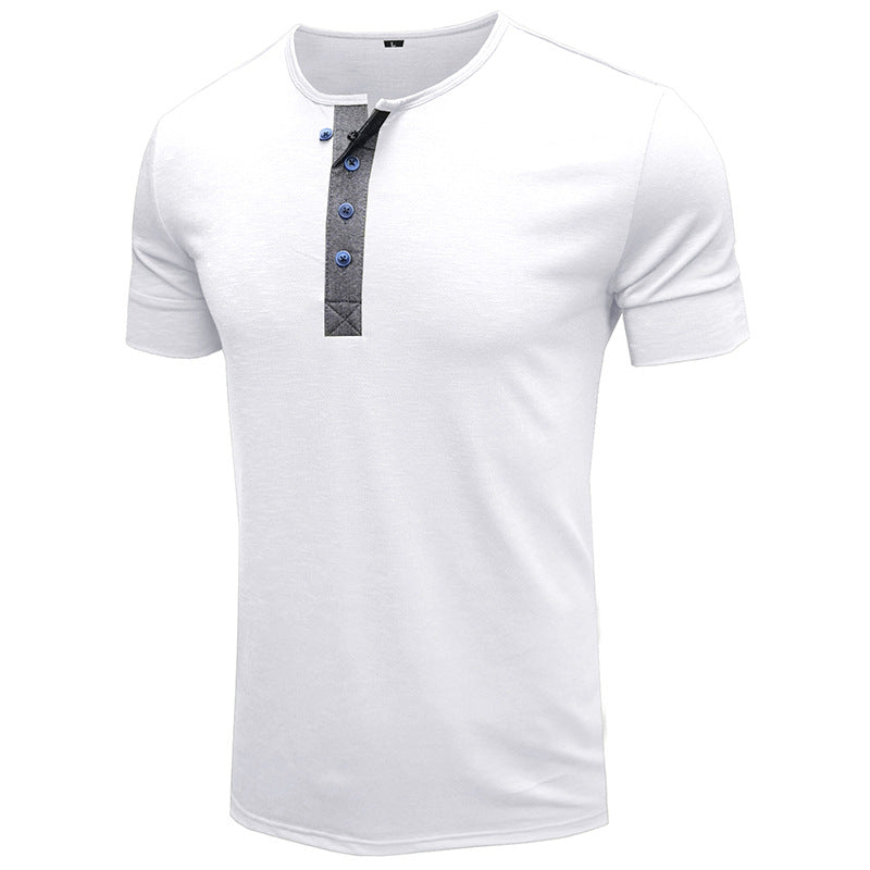 Herren Kurzarm-Henley-Shirt mit stilvollem Knopfdetail Echoarchiv