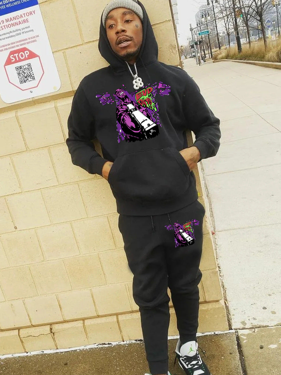 Herren Urbaner Kapuzenpullover mit grafischem Design und Jogginghose Echoarchiv