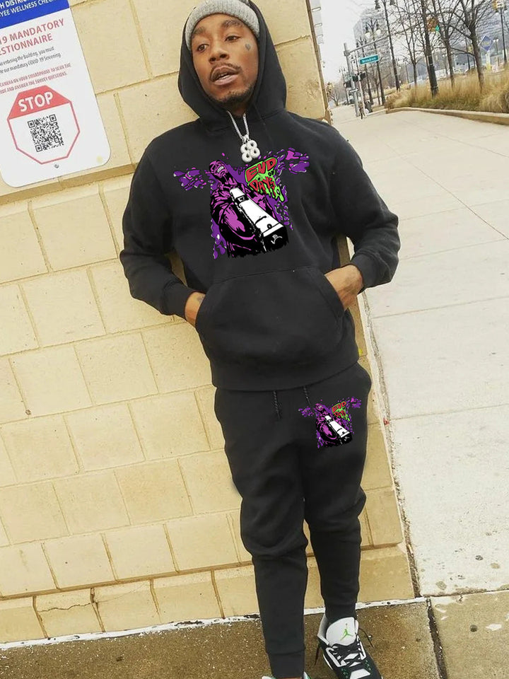 Herren Urbaner Kapuzenpullover mit grafischem Design und Jogginghose Echoarchiv