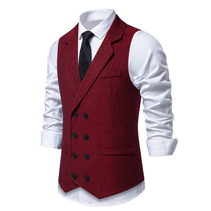 Herren elegante Herringbone-Weste mit doppelter Knopfleiste Echoarchiv