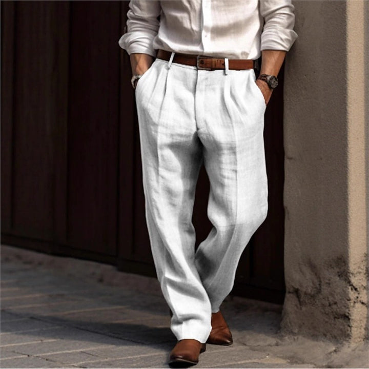 Herren elegante Leinenhose mit lockerer Passform und praktischen Taschen Echoarchiv