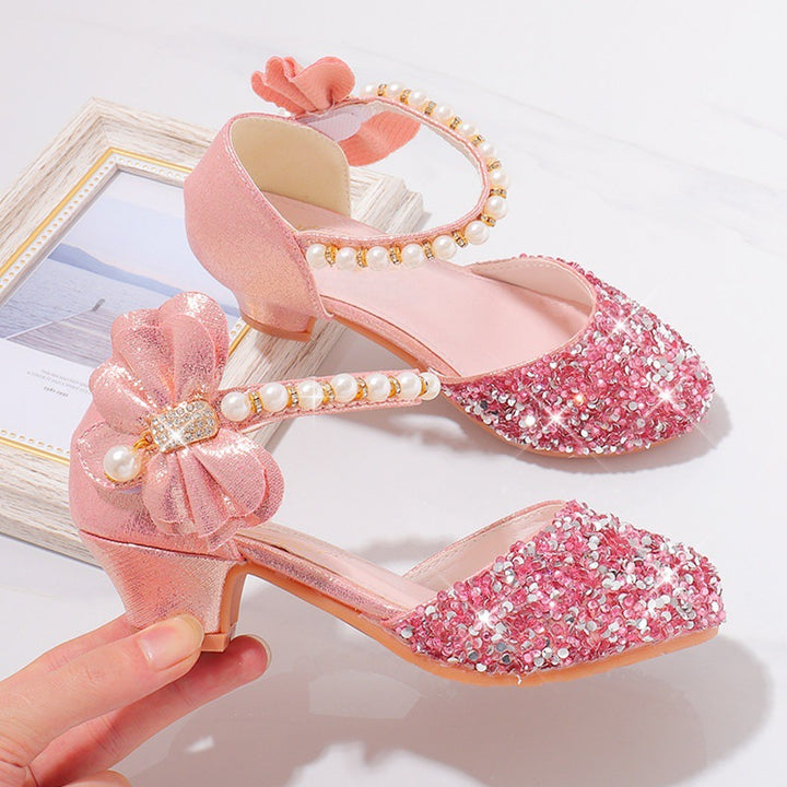 Damen Elegante und funkelnde Mittelabsatzschuhe mit Perlen- und Schleifendetails Echo Archiv