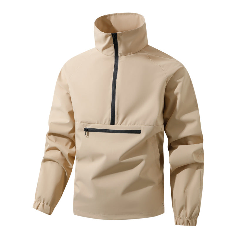 Herren Leichter wasserabweisender Anorak mit Halbzip, hohem Stehkragen & Front-Reißverschlusstasche Echoarchiv