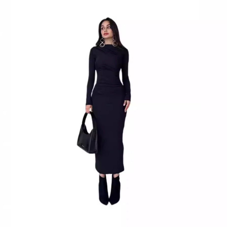 Damen nan gerafftes Maxikleid mit asymmetrischem Ausschnitt und taillierter Silhouette Echo Archiv
