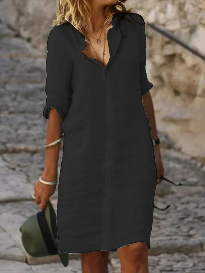 Damen Lässiges Hemdkleid mit Schicken Details Echoarchiv