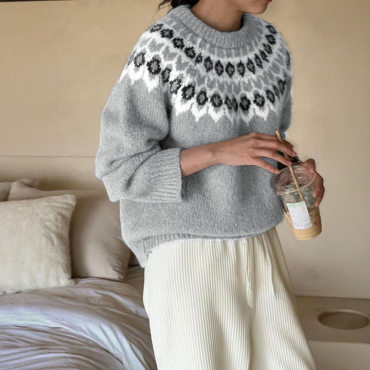 Damen Gemusterter Strickpullover mit Norweger-Motiv Echo Archiv