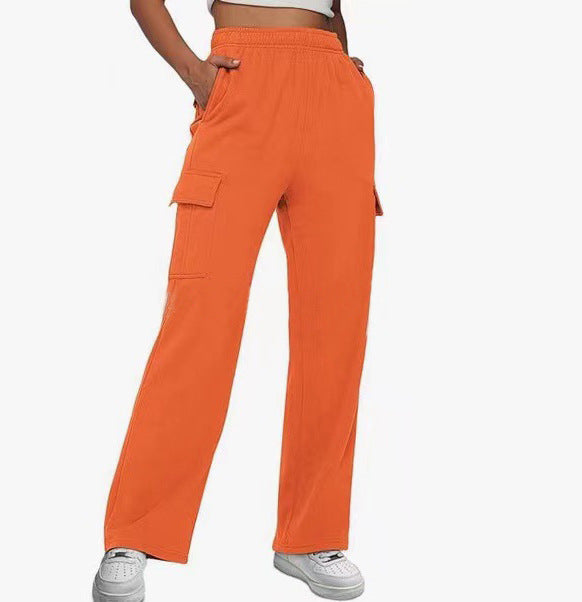 Damen nan lässige Cargo-Freizeithose mit weitem Bein elastischem Bund und aufgesetzten Taschen Echo Archiv