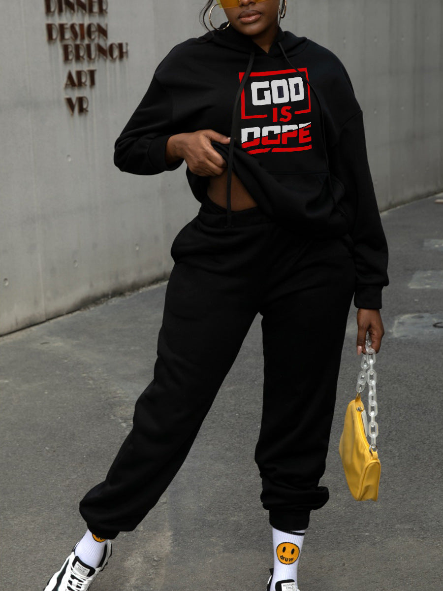 Herren sportliches Hoodie- und Jogginghose-Set mit inspirierendem Schriftzug Echoarchiv