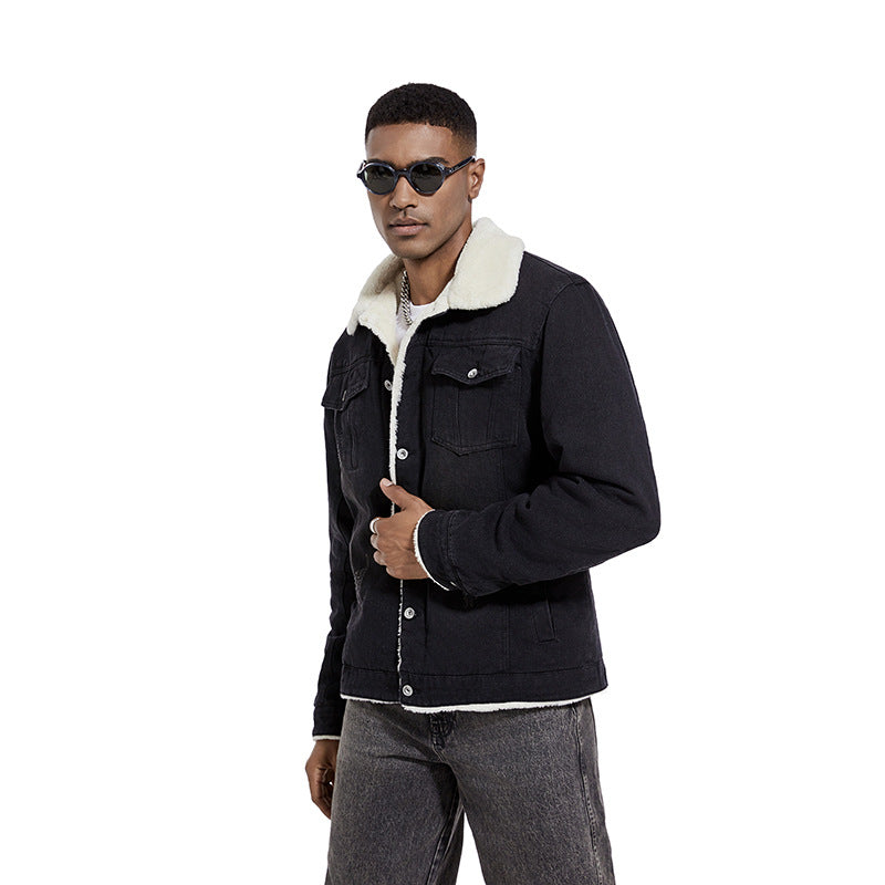 Herren Geprägte Jeansjacke mit Fleece-Innenfutter Echo Archiv