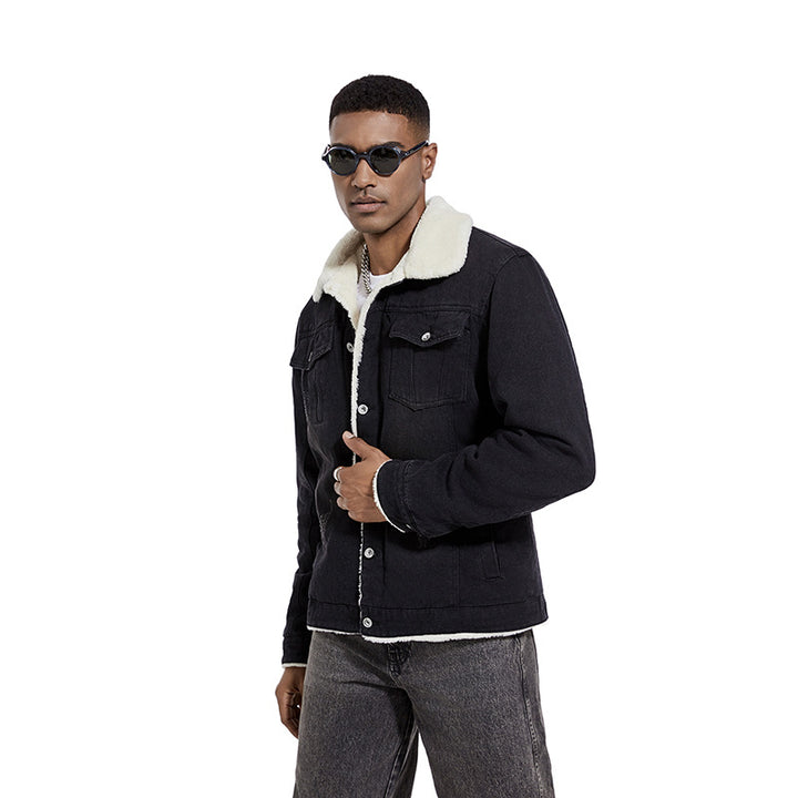 Herren Geprägte Jeansjacke mit Fleece-Innenfutter Echo Archiv