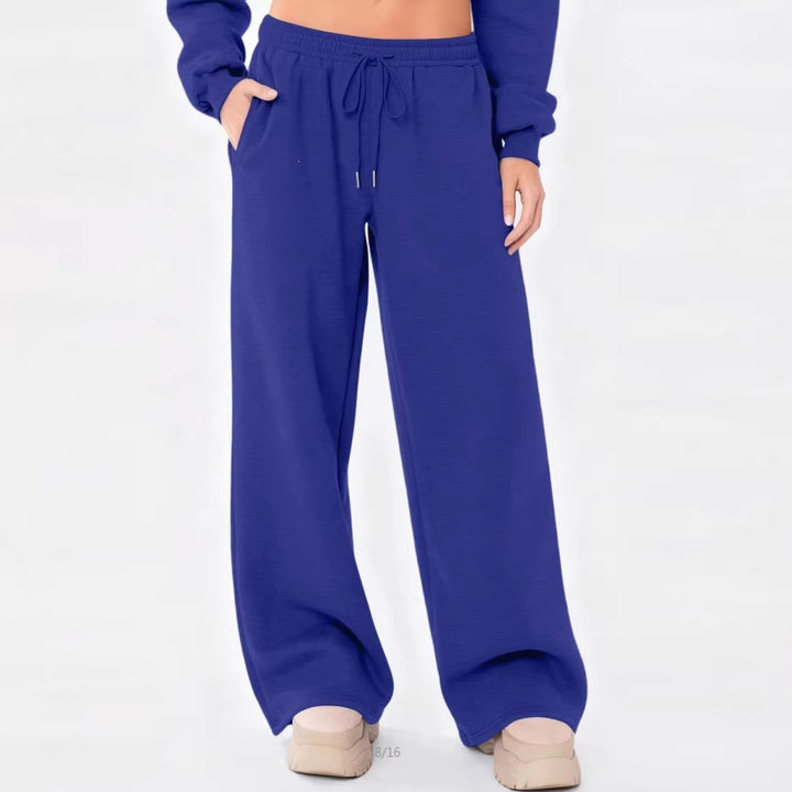 Damen weite Loungehose mit hohem Komfortbund, elastischem Tunnelzug und seitlichen Eingrifftaschen – Avélisse