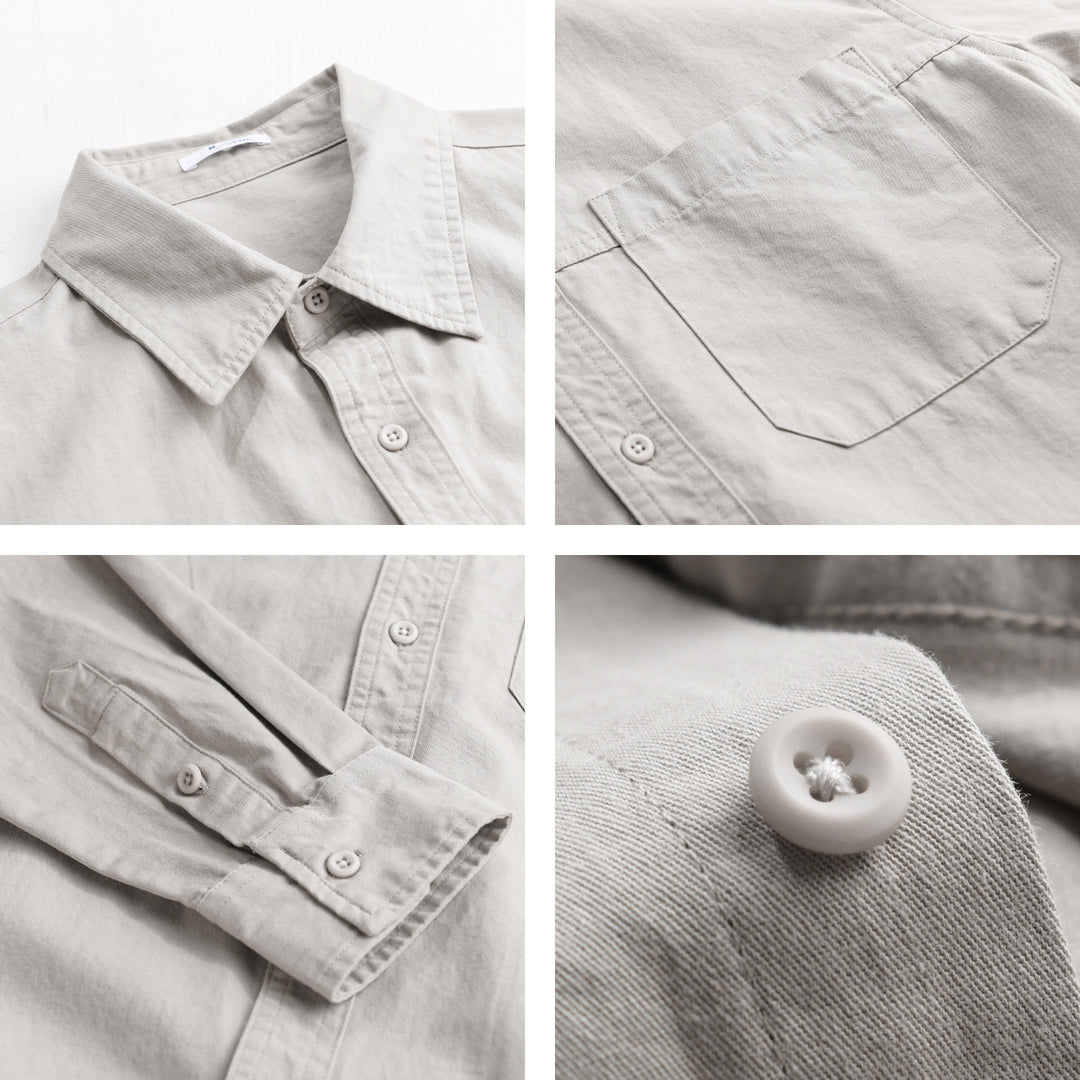 Herren Leichtes Hemdjacken-Overshirt aus gewaschenem Baumwoll-Twill mit Brusttasche Echoarchiv