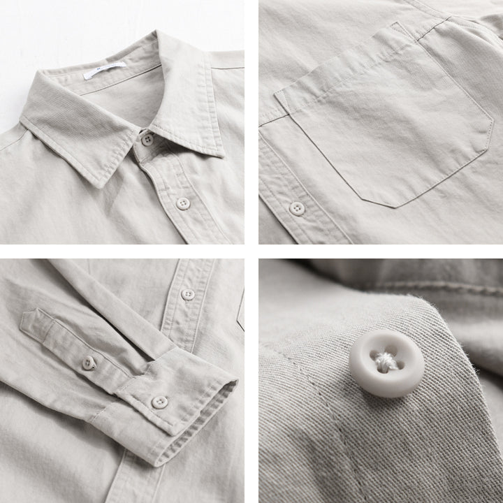 Herren Leichtes Hemdjacken-Overshirt aus gewaschenem Baumwoll-Twill mit Brusttasche Echoarchiv