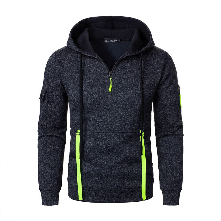Herren sportlicher Hoodie mit atmungsaktiven Einsätzen und praktischen Reißverschlusstaschen Echoarchiv