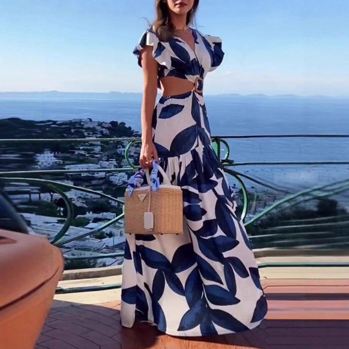 Damen Maxi-Kleid mit raffinierten Cut-Out-Details und voluminösen Rüschen Echo Archiv