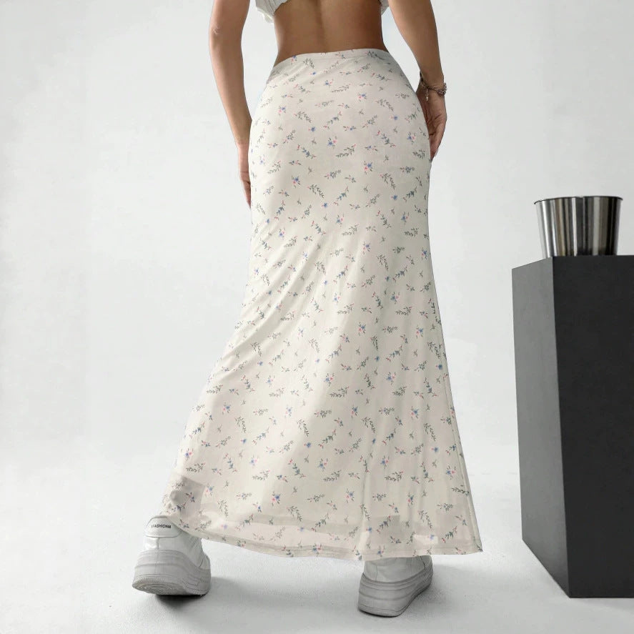 Damen Maxirock mit floralem Print und eleganter Transparenz Echo Archiv
