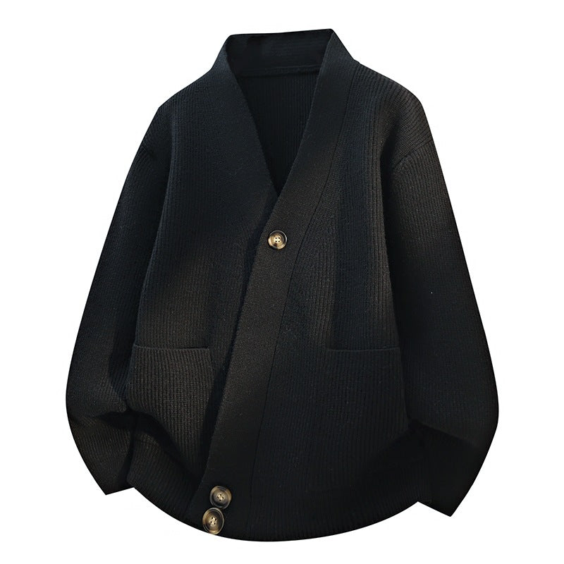 Damen Oversize-Strickjacke mit großem V-Ausschnitt, aufgesetzten Taschen & Holzknöpfen Echoarchiv