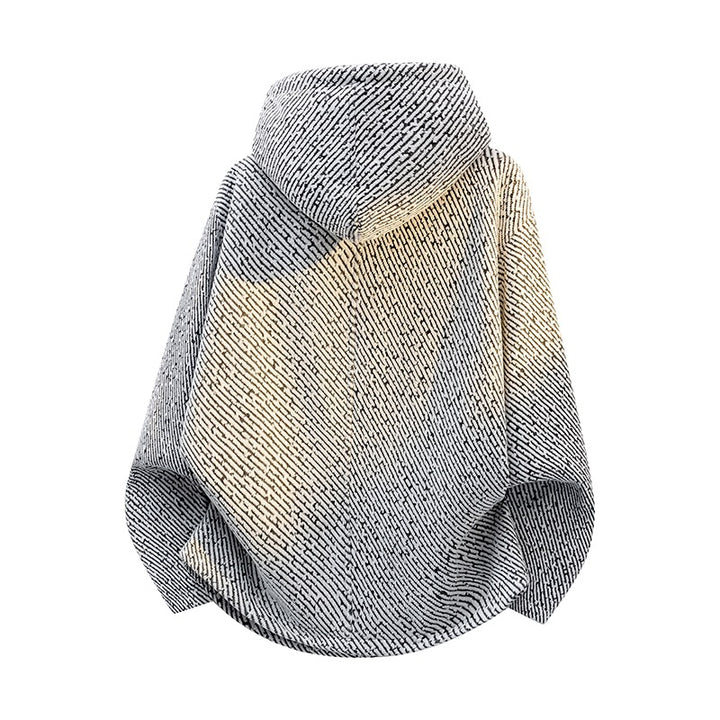 Damen Oversize Struktur-Ponchojacke mit Schalkragen und asymmetrischem Reißverschluss Echoarchiv