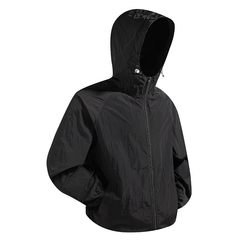 Unisex Leichte packbare Kapuzen‑Windjacke mit wasserabweisender Ripstop‑Hülle und verstellbarer Kapuze Echoarchiv