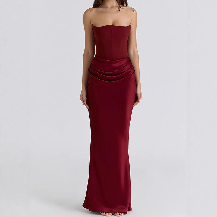 Damen Elegantes Abendkleid mit strukturiertem Corsage-Oberteil und fließendem Rock Echo Archiv