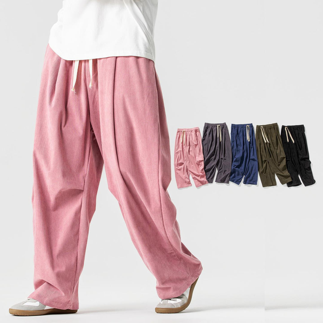 Herren Weit geschnittene Cordhose mit Bundfalten, Tunnelzug und lässiger Baggy‑Silhouette Echo Archiv