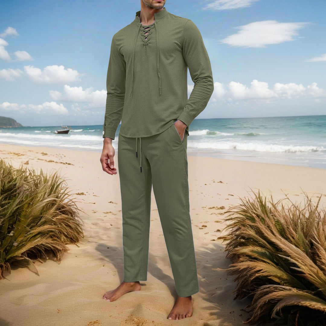 Herren Elegantes Freizeit-Set mit atmungsaktivem Oberteil und bequemen Hosen Echoarchiv