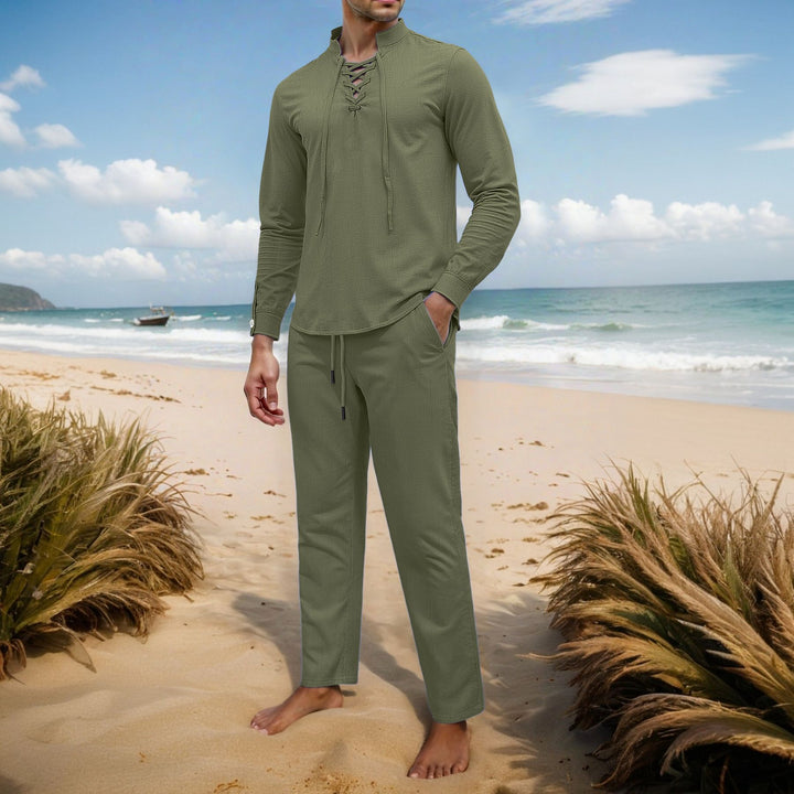 Herren Elegantes Freizeit-Set mit atmungsaktivem Oberteil und bequemen Hosen Echoarchiv