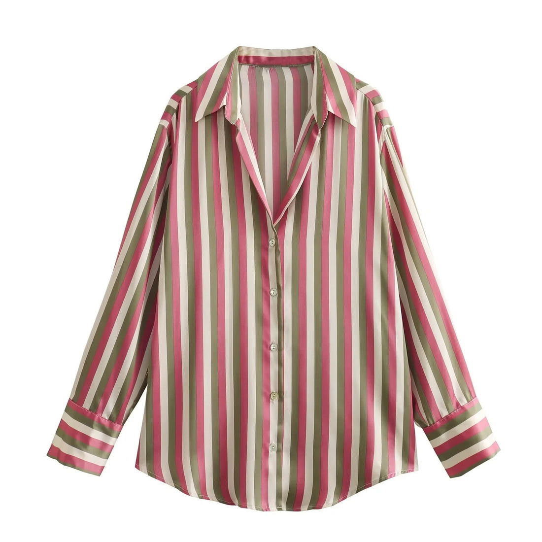 Damen Oversized Satinbluse mit Hemdkragen und breiten Manschetten Echo Archiv