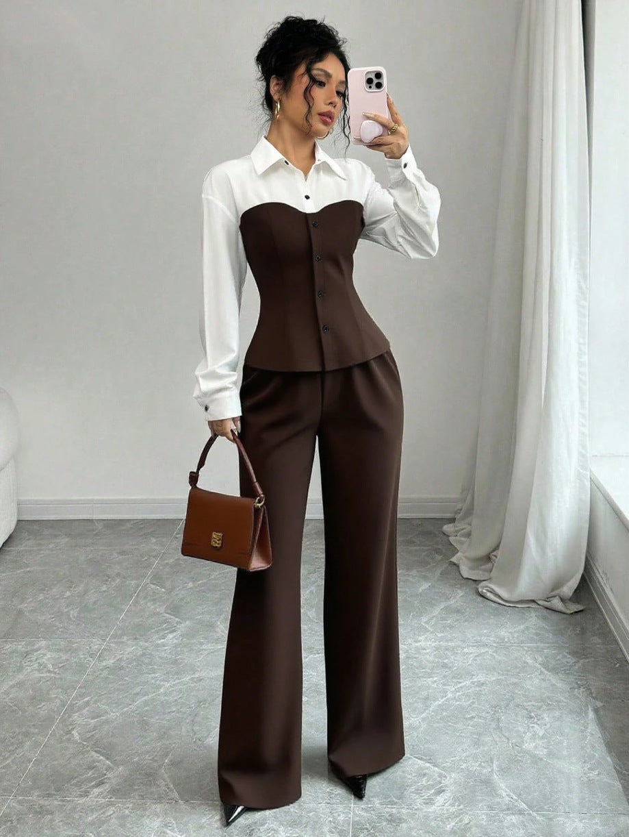 Damen Eleganter Blazer mit hochgeschnittenem Hosenanzug Echo Archiv