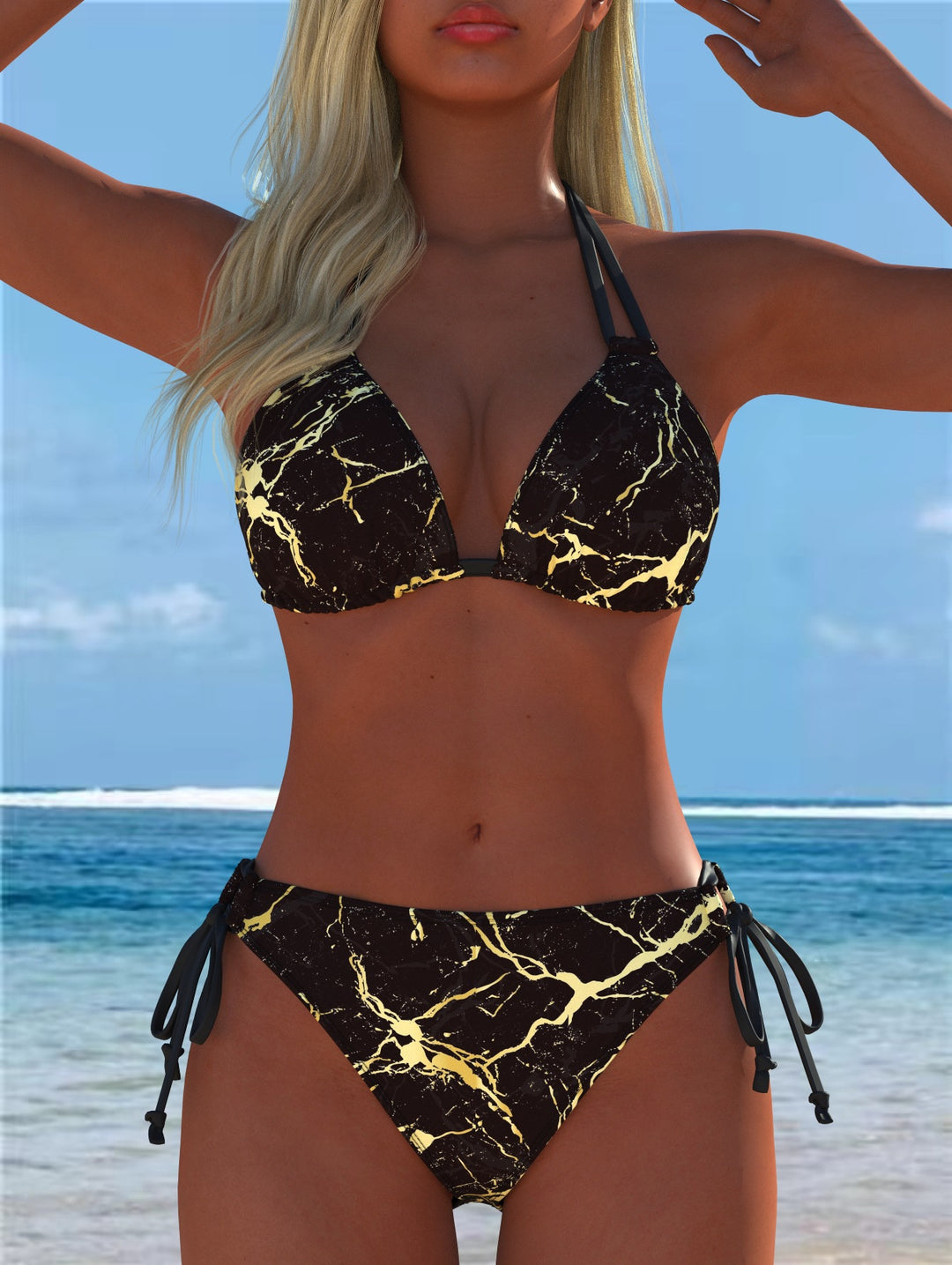 Damen Bikini-Set mit verspieltem Schnitt und trendigem Mustermix Echo Archiv