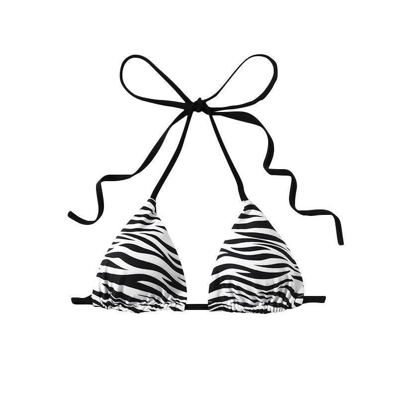 Damen Triangel-Bikini mit modischem Zebra-Muster und Binde-Detail Echo Archiv
