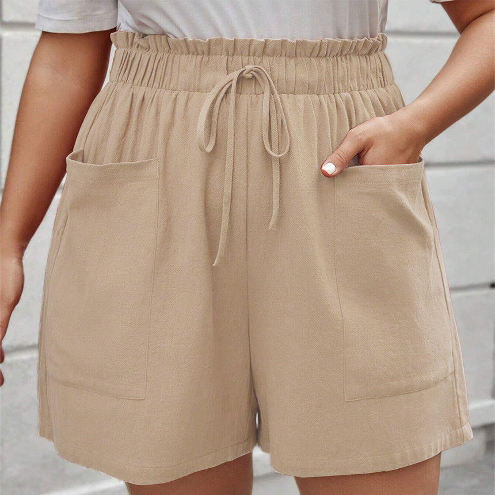 Damen Sommerliche High-Waist-Shorts mit praktischen Taschen und elastischem Bund Echo Archiv