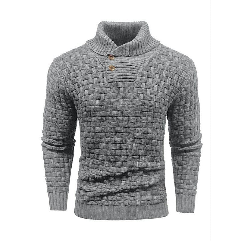 Herren Strickpullover mit Strukturiertem Muster und Modernem Stehkragen Echoarchiv