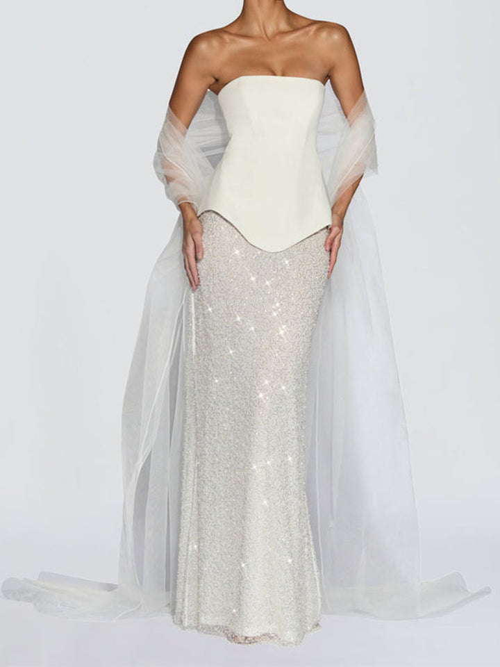 Damen Elegantes Abendkleid mit schimmerndem Oberteil und figurbetontem Rock Echo Archiv