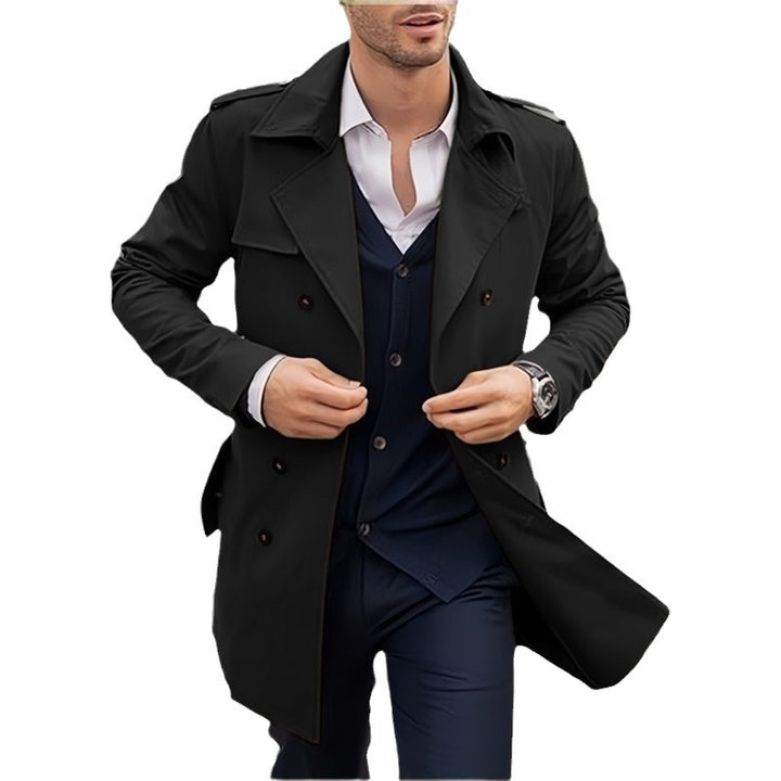 Herren klassischer Trenchcoat im zeitlosen Design mit knöpfbaren Taschen Echoarchiv