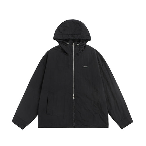 Unisex Ultraleichte Packbare Kapuzenjacke im Boxy-Relax-Schnitt mit Zwei-Wege-Metallreißverschluss Echoarchiv
