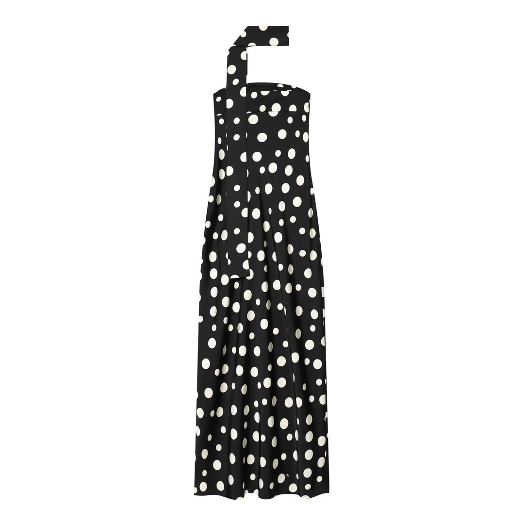 Damen Maxikleid mit asymmetrischem Träger und verspieltem Punktemuster Echo Archiv