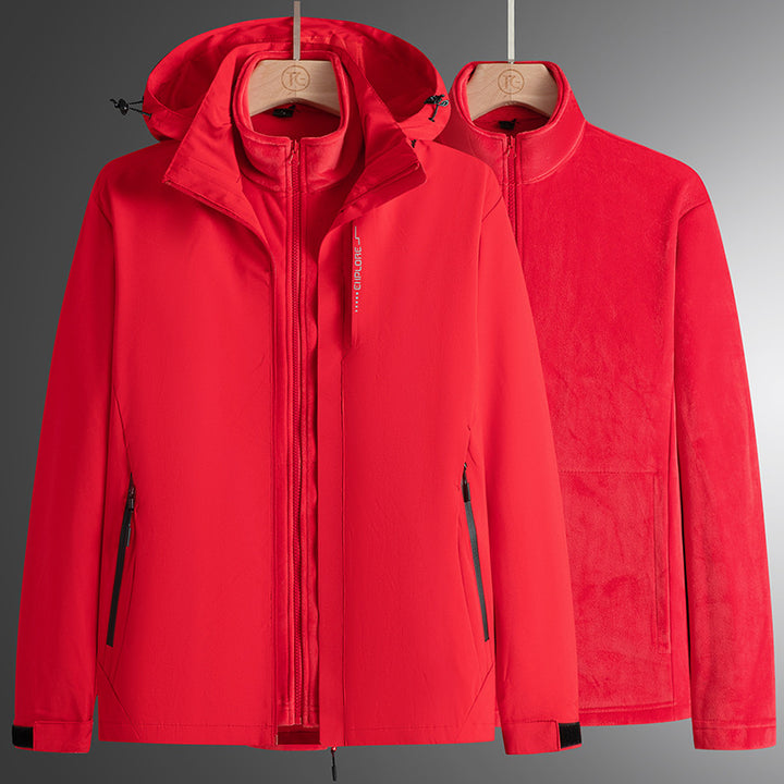Herren Modular Softshell Parka mit abnehmbarer Fleece-Innenjacke, winddichter Außenschale und verstellbarer Kapuze – Taviero