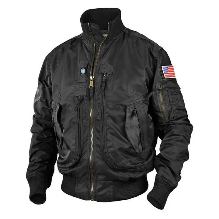 Herren nan Piloten-Bomberjacke im Utility-Stil mit Mehrfachtaschen, Ärmeltasche und geripptem Saum Echo Archiv