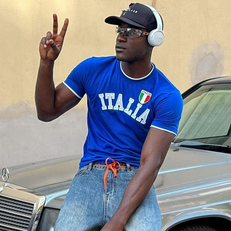 Herren sportliches T-Shirt mit Italia-Motiv und kontrastierenden Akzenten Echo Archiv