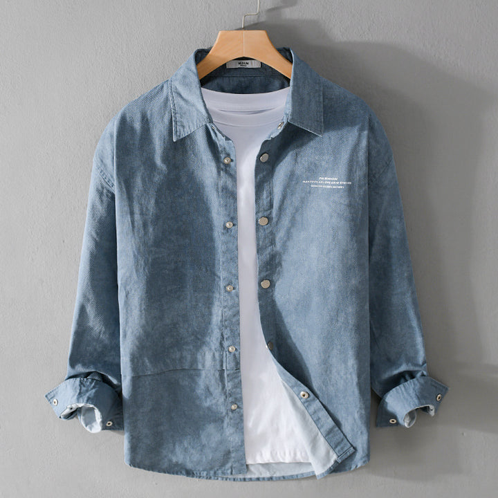 Herren Samtiges Cord-Overshirt mit Druckknopfleiste und Relaxed-Fit Echoarchiv