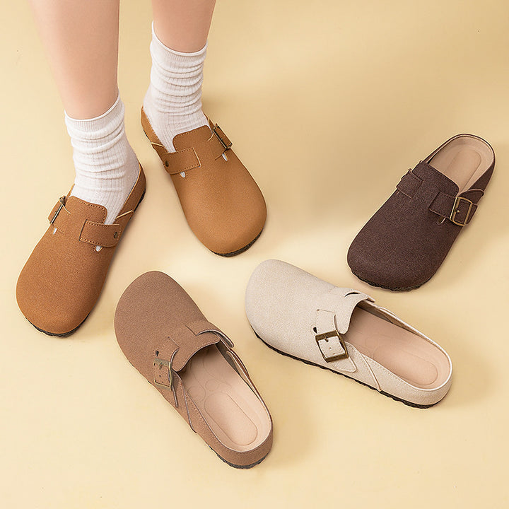 Damen nan gemütliche Nubuk-Slipper Clog mit verstellbarer Messingschnalle und ergonomischem Memory-Fußbett Echo Archiv