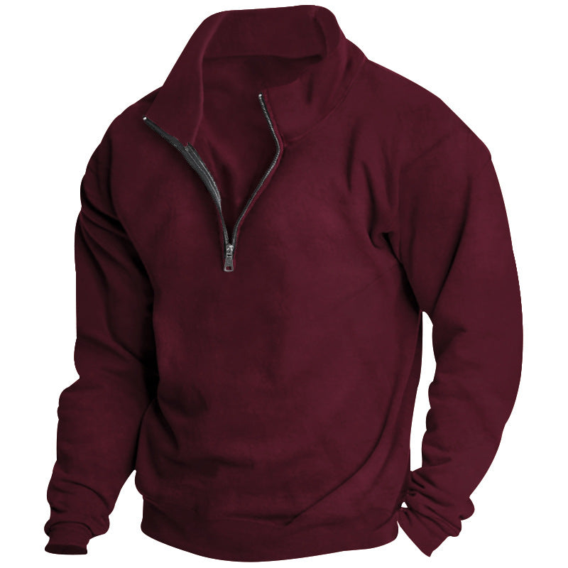 Herren nan hochschließendes Halbzip-Sweatshirt mit Stehkragen, relaxed Oversize und gerippten Bündchen Echo Archiv