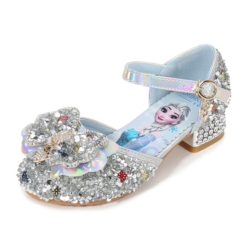 Mädchen Glitzernde Ballerinas mit Blumen- und Strassverzierung Echo Archiv