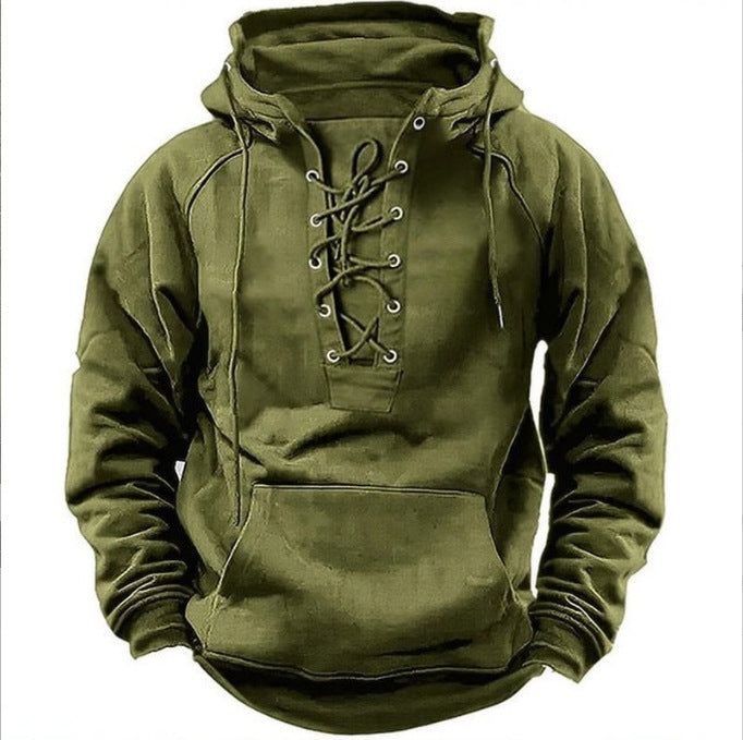 Herren Kapuzenpullover mit modernem Schnürdesign und weichem Innenfutter Echoarchiv
