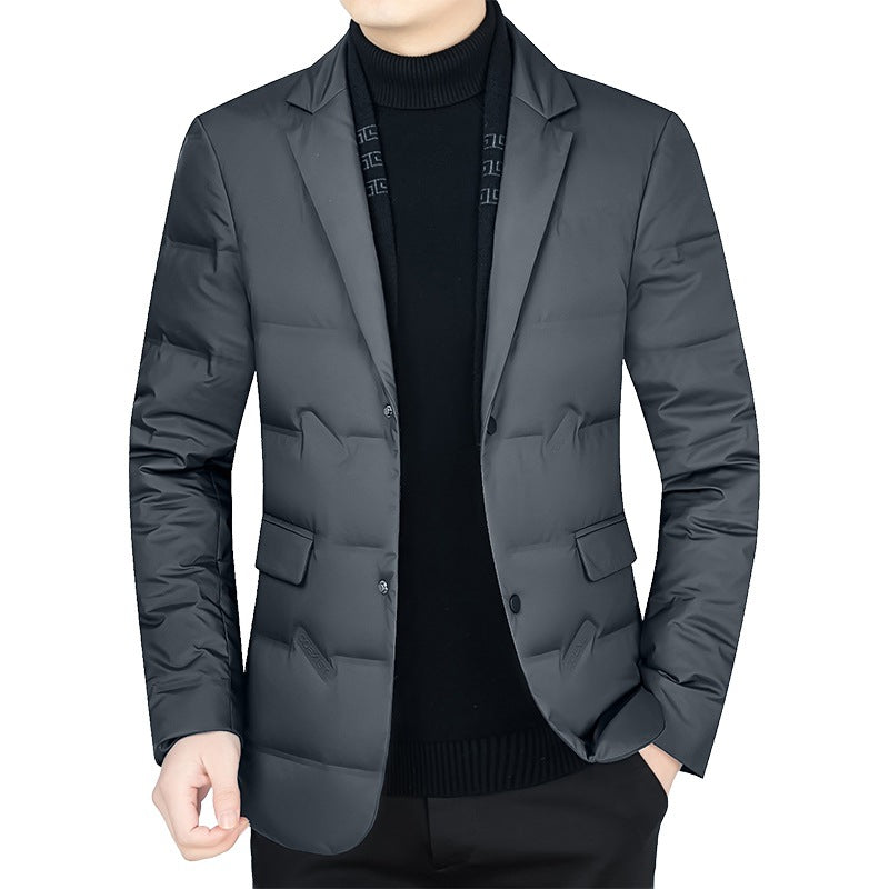 Herren Gepolstertes Business-Sakko mit gesteppter Optik und Notch-Revers – Tianoro