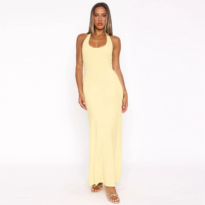 Damen Elegantes Maxikleid mit tiefem Rundhalsausschnitt und figurbetonter Passform Echo Archiv