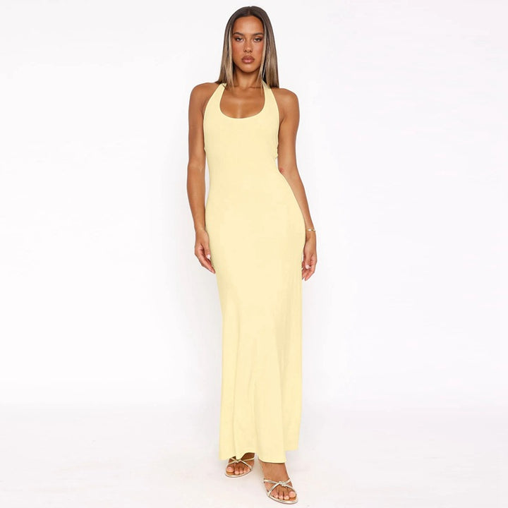 Damen Elegantes Maxikleid mit tiefem Rundhalsausschnitt und figurbetonter Passform Echo Archiv