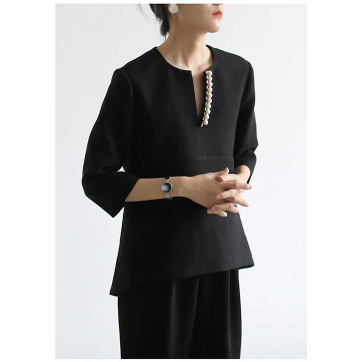 Damen Elegante Bluse mit Perlendetails Echoarchiv