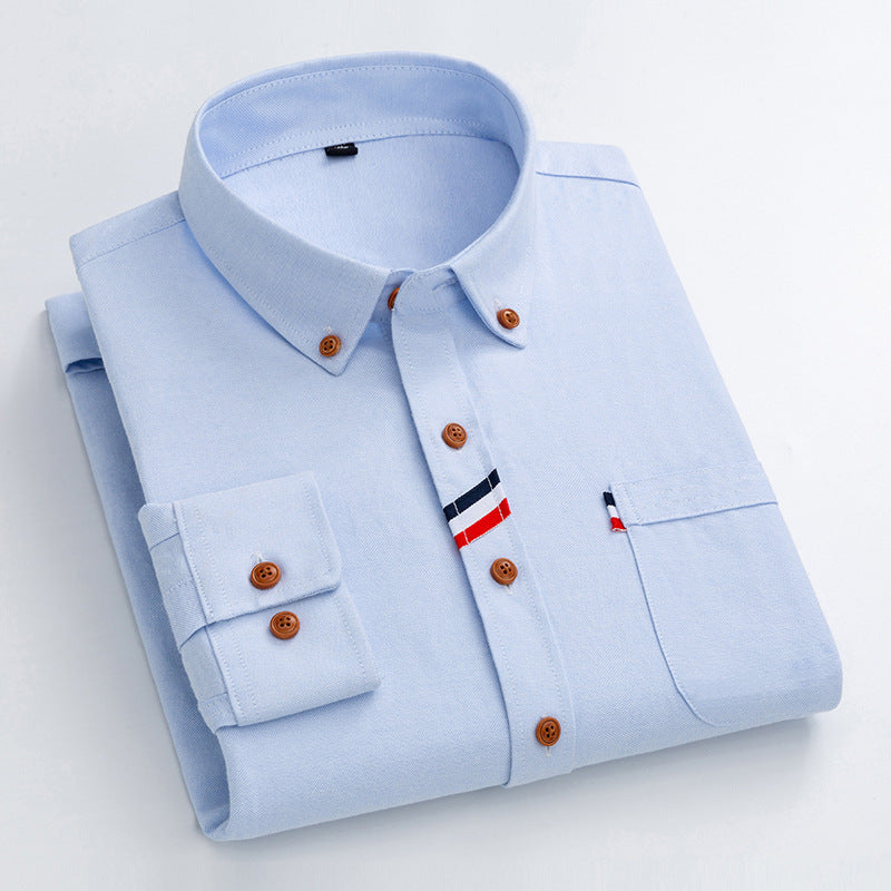 Herren Chambray Hemd mit strukturiertem Gewebe und stilvollen Kontrastdetails Echoarchiv